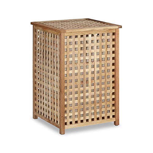 Cesto para ropa sucia Relaxdays de madera de nogal, canasta de