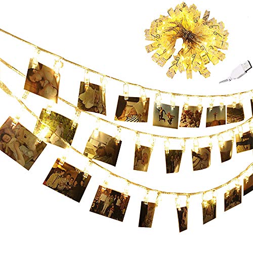 LZYMSZ Clip Photo Guirlande Lumineuse 50 Clips Photo 5 m LED Tableau Lumires Lumires de No?l Toil Lumire Murale fºte de Mariage Dcoration Lumineuse Light USB, 50LED