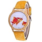 IG Invictus Damen Mode Casual Lederstrap Analog Quarz Runde Uhr T384 N Quarzuhr Gelb Quarz Uhr