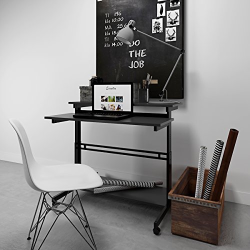 DEVAISE Mobile Height Adjustable Standing Desk, Black