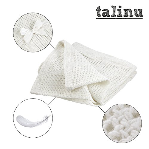 TALINU Erstlingsdecke mit Geschenkschleife aus 100 % Baumwolle | mit 2 Jahren Zufriedenheitsgarantie | Babydecke, Kuscheldecke, Strickdecke - 2