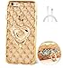 Produktbild ISENPENK Für Apple iPhone 6 Plus/6s Plus Hülle Silikon Glitzer,iPhone 6 Plus/6s Plus Hülle Transparent Durchsichtig,2-In-1 Ultra Slim TPU Schutzhülle iphone 6 Plus/6s Plus Ladekabel Muster Tiere Schutz Handy Hülle Tasche+1 x USB Ladekabel Datenkabel[Gold Herz]Mit Ständer Standfunktion
