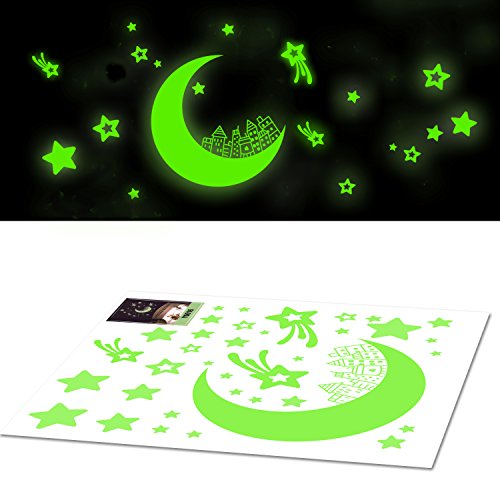 MTURE Aufkleber Wandsticker Sticker, Sterne für Sternenhimmel Wandsticker, Fluoreszierend und im Dunkeln leuchtend, ideal für Kinderzimmer und Schlafzimmer - 4