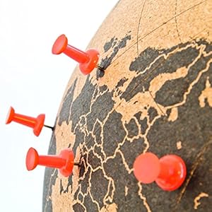 Suck UK Large Desktop Cork Globe | Push PINS Included | Educational World MAP | Travel Accessories | Adventure & Memories Display |, Metal, Brown/Black