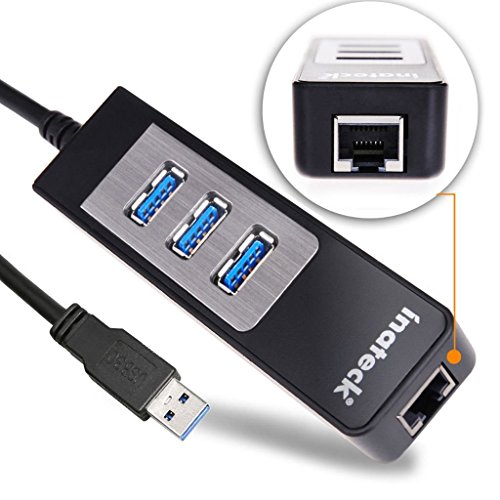 [3-port USB 3.0 + 1-port Gigabit Ethernet LAN] Inateck 3 port USB3.0 HUB mit 1 RJ45 Port 10/100/1000 Gigabit Ethernet LAN Network Adapter für Notebooks, Ultrabooks, Macbook und Tablets mit USB-Anschlüssen - 2