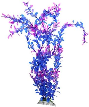 FUNDIY 18" Purple Plastic Pet Fish Tank Turtle Tank Plant Aquarium Aquatic Grass Decor Landscape Ornament