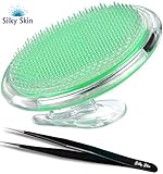 Exfoliating brush to treat And prevent razor bumps And ingrown hairs-including tweezers-eliminate shaving irritation For Face, Armpit, Legs, Bikini line-solution For Men And Women by Silky Skin