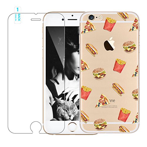 iPhone 6s Funda y Templado Protector de Pantalla  Bestsky Carcasa iPhone 6 Transparente Silicona Dibujos Animados linda de los animales Protectora Bumper Cover Case para Apple iPhone 6 6s