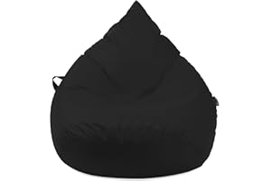 ‎BUBIBAG Droplet-Lounge Tropfenform Sitzsack mit Füllung | für Kinder Erwachsene | Indoor & Outdoor geeignet | Wasser-& Schmutzabweisend | Sitzkissen Bodenkissen Beanbag (XXL Durchmesser 80 cm, Anthrazit)