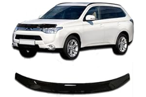 SCOUTT | Hood Deflector Bonnet Guard Compatible With OUTLANDER 2012-2020 Black, Tinted, Aerodynamic, Acrylic Glass