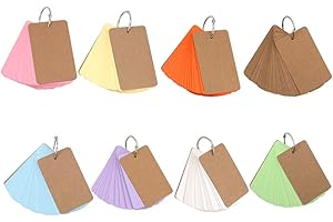 Homo Trends 8PCS 400 Revision Cards Colored Index Cards Flash Cards Blank Kraft Paper Study Cards Cue Cards with Binder Ring for Learning, Working.