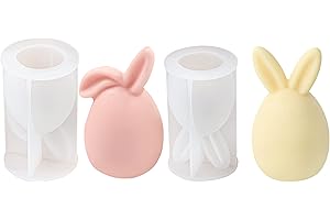 Xidmold 2 Stücke Ostern Kaninchen Silikonform 3D Osterhase Kerzenformen Seifenform Silikon Backform Ohren Hase Mousse Kuchenform für Tortendeko, Schokolade, Seife, Sojawachs Kerzen, Ostergeschenke