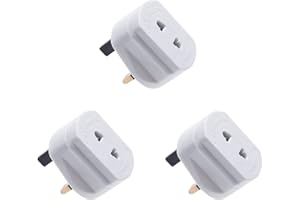 WEMAK Pack of 3 Shaver Adaptor Plug UK Charger Adapter, 2 Pin To 3 Pin EU/US to UK Plug Adaptor, Electric Toothbrush Bathroom Socket Adapter Plug UK, EU 2 Pin To UK 3 Pin Adaptor Plug Converter