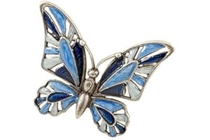 BA BIJOU-ART Spilla farfalla blu smaltata ottone dipinto a mano