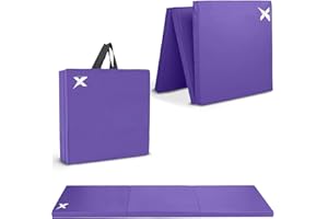 Xn8 Sports Tri-Fold Gymnastics Acro Tumble Mat –6cm Thick & 6Ft Long Foldable Gymnastic Exercise Crash Mats for Kids & Adults Non-Slip PU Leather Folding Gym Mat with Carrying Handles for Yoga Pilates