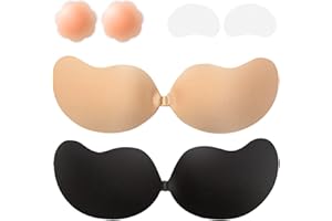 YFCACT Soutien-Gorge Collant Soutiens-Gorge sans Bretelles pour Femmes Push Up Dos Nu adhésif Silicone Invisible Ascenseur sans