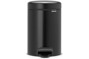 Brabantia NewIcon Treteimer sanft schließend, Kunststoff-Inneneimer, Matt Black, 3 Liter