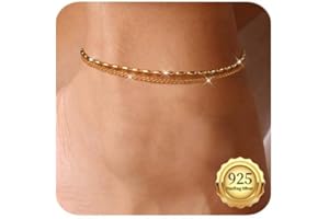Kenivira Anklets for Women, Dainty Layered Waterproof Anklet for Women Adjustable, Anklet Set Beaded Rope Link Beach Ankle Bracelets for Women