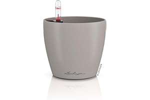 LECHUZA-Tischgefäß Classico Color 14 Sandbraun, Pflanzgefäß mit Bewässerungssystem, Wasserstandsanzeiger und Pflanzeinsatz, Matte Oberfläche, Ø 15 x 13,5 cm, 16697