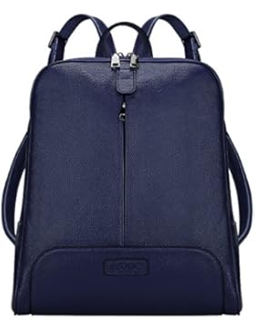 S-ZONE 14 Inch Laptop Frauen echtes Leder Rucksack Geldb?rse Reisetasche