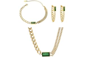 KBRPEY Conjunto de Joyas para Mujeres Pulsera de Oro Pendientes Conjunto de Collar Con Circonita en el Centro Juego de Joyas de Mujer Accesorios de Joyería Fina para Mujer Juego de Joyas de Oro Elegante