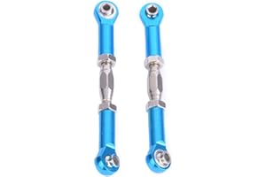 DILWE RC Pull Rod, 2PCS Aluminio Ajustable del Tiren del Coche de Metal para RC Modelo Coche, Adecuado para HSP 94111 94188 94118, Diseño Ligero y Resistente, para Enamorados de Coches RC y Modelos(Azul)