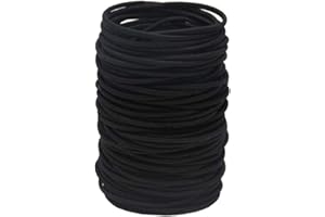 RTINLE Elastique Cheveux – Lot de 50 Pièces Résistants en Nylon et Caoutchouc 2mm Attaches Cheveux pour Femmes Hommes et Enfants, Noir