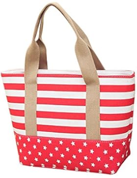 Damen Handtasche, Gestreift Canvas Schultertasche Shopper Umhängetasche Tasche Groß Casual Strandtasche Einkaufstasche...