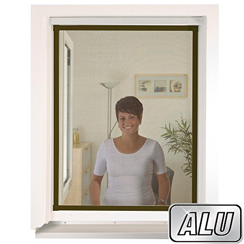 mako Insektenschutz Fenster slimLINE 110 x 130 cm ALU-Rahmen in Braun Fliegengitter-Fenster mit Schnellmontagefedern Insektenfenster kürzbar ohne Bohren