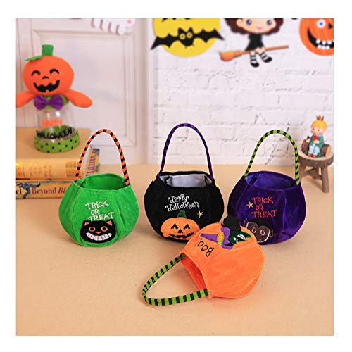 Legou 4 Pack Halloween Candy Bags Kids Trick Treat Bags, Pumpkin, Black Cat,Vampire And Witches Candy Bags With Handles For Halloween Party