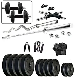 BODY MAXX PVC Home Gym Set with Accessories, 20 and 24kg