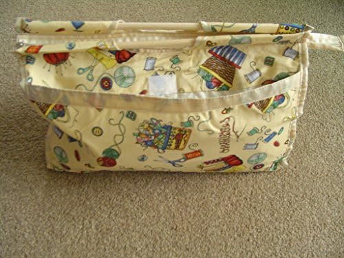 Wooden Handle Fabric Knitting Bag 41x12x28cm