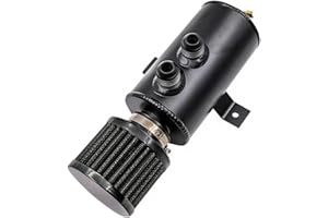 CENPEK Récupérateur d'huile universel 10AN en aluminium avec valve de vidange 2 ports brossé avec filtre reniflard 750 ml Noir
