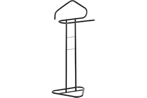 IDIMEX Herrendiener CAMILO, praktischer Stummer Damen Diener mit Hosenbügel, schöner Kleiderbutler mit Sackohalter, moderner Kleiderständer in schwarz lackiert