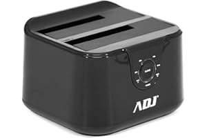 ADJ Docking Station USB 3.0 Per HDD 3.5" 2.5" SATA I/II/III, Alimentatore Esterno, Supporta fino a 8 TB, Compatibile con Win/Mac, Nero