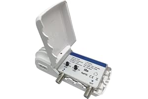 Patabit Amplificador de antena de TV de interior | Repetidor de señal de TV 1 salida digital terrestre | Potenciador de señal antena de TV con filtro LTE VHF25dB/UHF25dB (amplificador interior Lite)