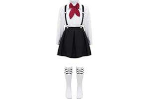 JanJean Enfant Fille Ensemble Tenue Écolière Japonaise Uniforme Scolaire Cosplay Marin Costume Carnaval Top Manches Longues/Courtes Schoolgirls 3-16 Ans