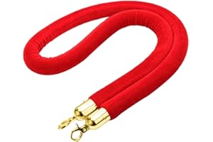 Niaciswe Velours Corde de Barrières 1 Pièce Barrière Corde Rouge Corde Système de Délimitation Corde Ruban de Délimitation Corde avec Crochets pour Contrôle Sûr de la Ligne de File D'attente de Foule