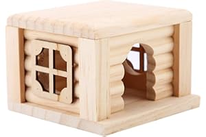 TNFEEON Juguete de cabaña de madera para hámster de mascotas, área de relajación de la casa de madera de calidad Accesorios de jaula para mascotas para chinchilla Hurón Roedores Pequeños animales