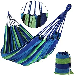 LEVGRY Outdoor Camping Canvas Fabric Portable Garden Balcony Hammocks Striped Ultralight Outdoor Beach Swing Bed for Outdoor Activities & Beach Travel Backyard || Multicolor