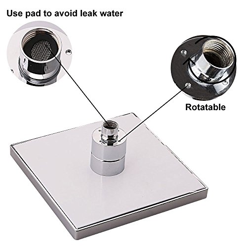 Delipop 7 Farbwechsel Duschkopf, viereckig Wasser Flow Powered 20,3 cm ABS-Chrom Finish für Badezimmer - 2