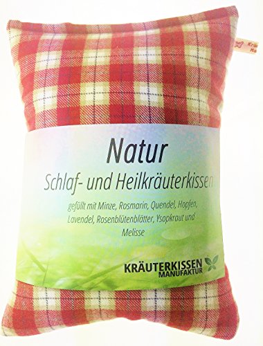 Kräuterkissen gefüllt mit Heilkräutern in roten Karo Flanellstoff ca.25x20 cm. Design Nr. 30