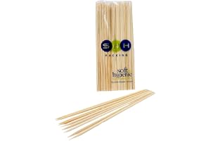 SNH Packing 100 Pieces Bamboo Sticks Wooden Skewers Sticks 20cm Strong For BBQ Barbecue, Kebab, Marshmallow, Roasting, Chocolate Fountain, Campfire Fondue.