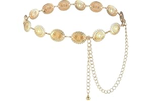 BASUIT Waist Chain Belts Apparel Belt - Metal Concho Chain Belts Hollow Out Daisy Chain Belt Waist Chain Womens Adjustable Metal Belts for Women Girls Outfit Dresses Jeans Cowgirl Ornaments