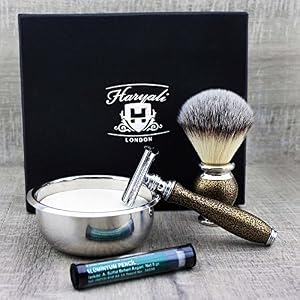Haryali London Shaving Kit - 5 Pc Antique Shaving Kit - Double Edge Safety Razor - Silver tip Synthetic Shaving Brush… - Image 3