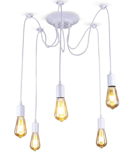 Lustre Araignée Lampe 6 Branches Suspension Industrielle Vintage DIY Ajustable Plafonnier Abat-jour Pour Chambre Loft(sans - Maison