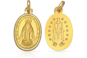 Minoplata Medalla Virgen Milagrosa de Plata de ley chapada en Oro 11x18mm