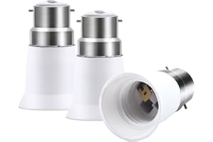 Liuyife Pack of 3 B22 to E27 Converter, BC to ES Lamp Base Adapter, Socket Converter for LED, Incandescent and CFL Bulbs