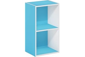 Furinno Pasir libreria a 2 ripiani aperti, azzurro/bianco