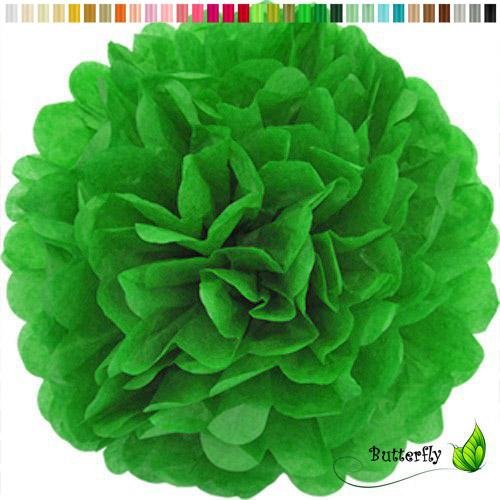 10 Papier Pompons 25cm SET ( grün ) // PomPoms Bommel Papier Kugel Seidenpapier Pompon Blumen